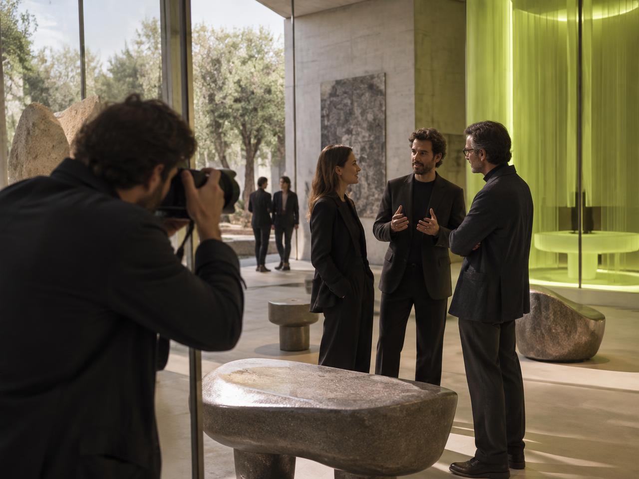 Fotógrafo registra arquitetos durante uma visita de design em Milão