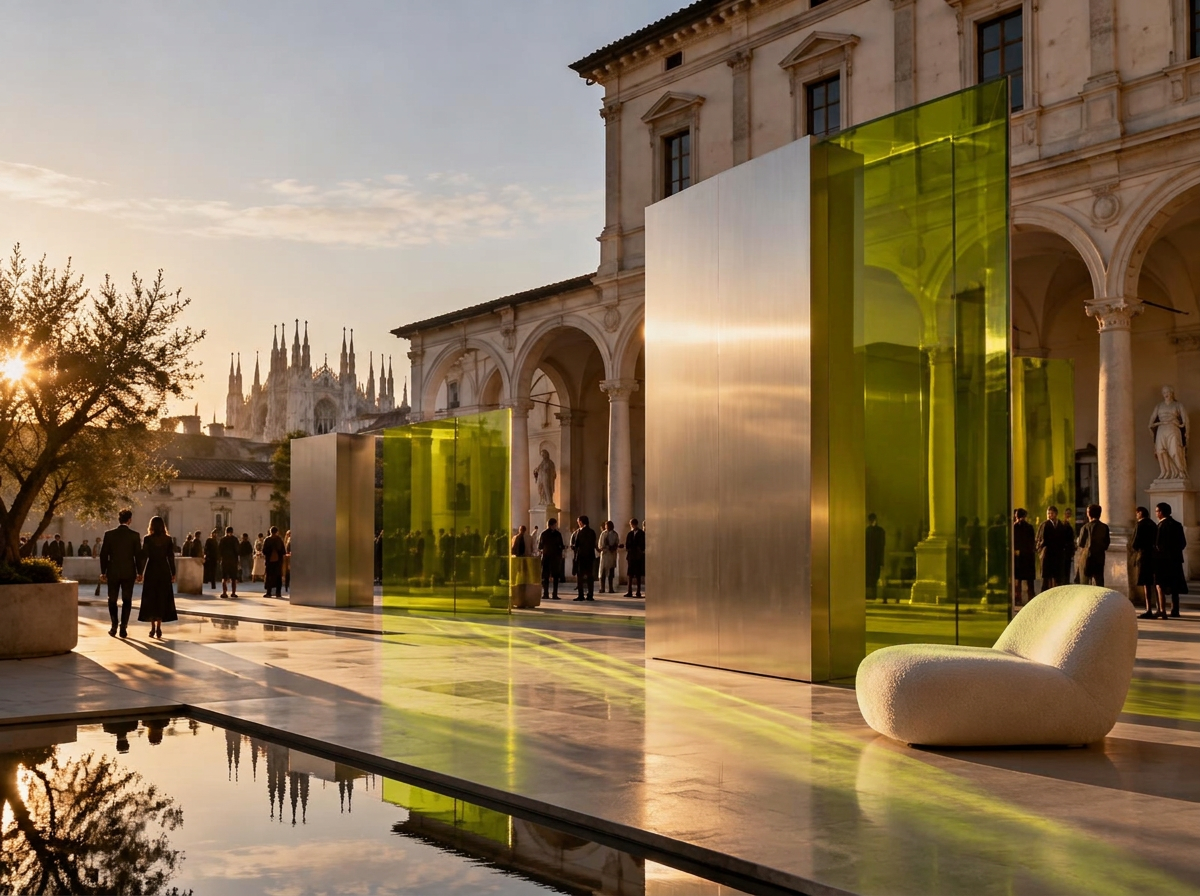 Instalação de design contemporâneo em um pátio histórico de Milão
